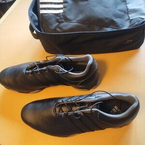 Adidas - Men's All Black Golf Shoes and Bag -  11.5